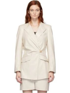 Nanushka Cream Single-Button Notched Blazer